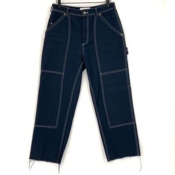 Loeffler Randall Navy Blue Cargo Carpenter Pants Size 8 - Picture 1 of 10